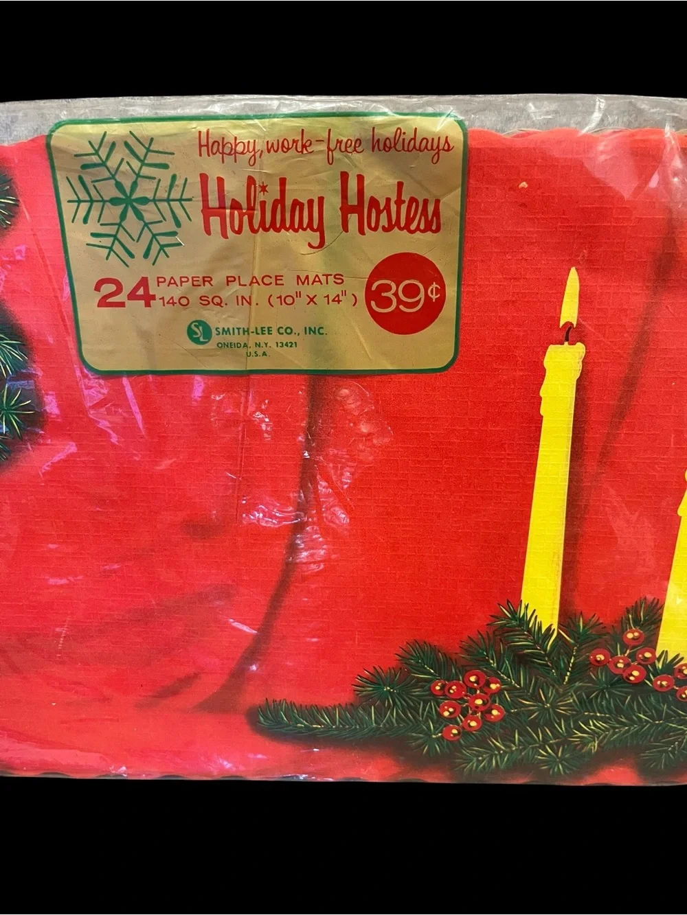 Vintage Holiday Hostess 1959  Christmas Paper Placemats Smith-Lee Set of 24 NEW
